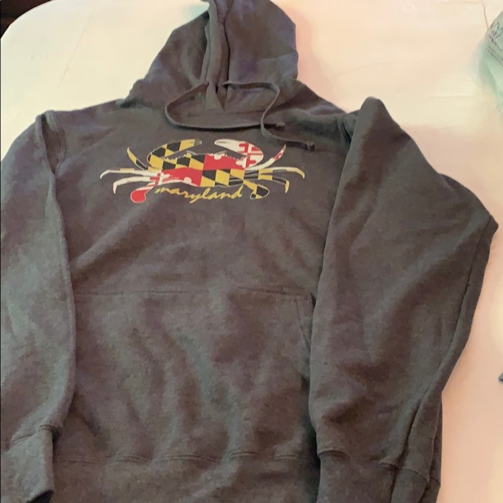 Gray Maryland Crab Hoodie. Size M